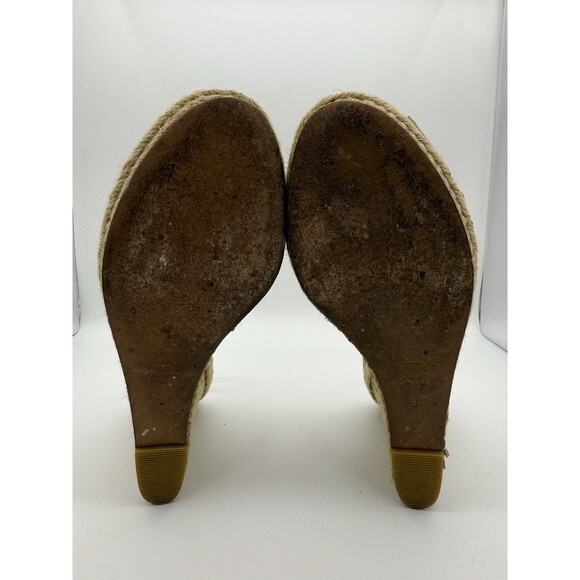 Vintage Charles David 4.75" Wedges Womens 8 Beige Espadrille Slingbacks Vacation - Picture 9 of 9